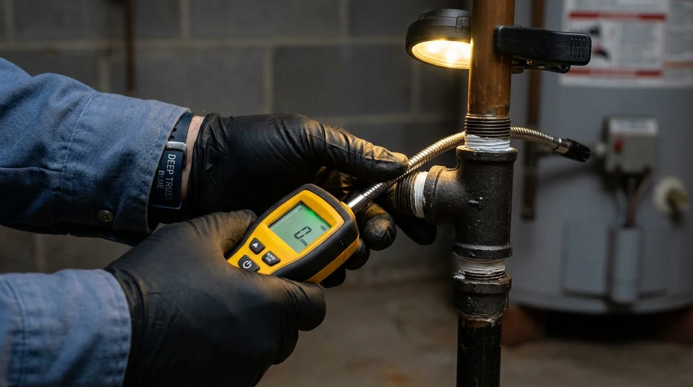 Gas leak detection with electronic sniffer by Johns Plumbing LLC in Umatilla
