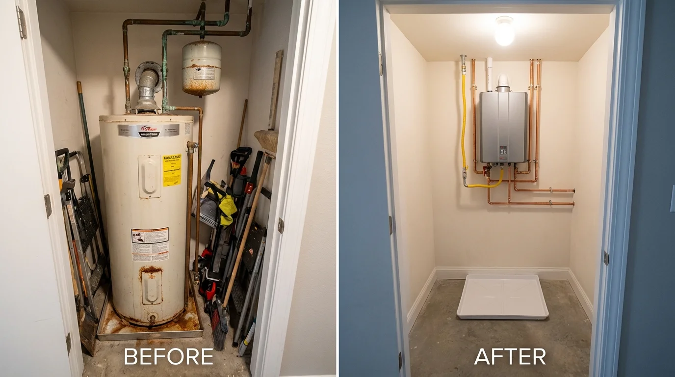 Tank water heater versus wall-mounted tankless unit comparison for Umatilla, FL homeowners